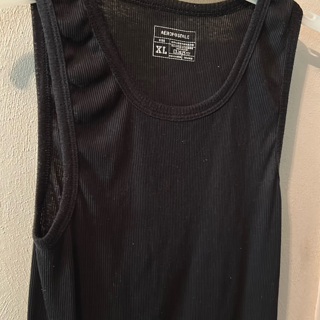 Aeropostale Black Ribbed Tank Top, Xl, Long, Wear Alone Or Layer.